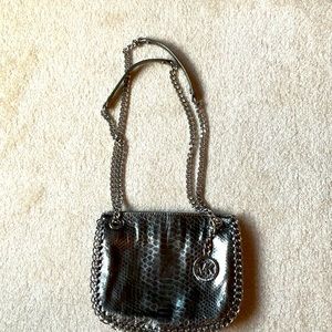 Michael Kors gunmetal embossed crossbody